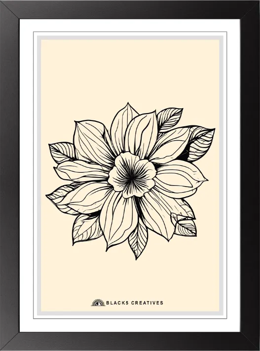 Layered Mandala Flower Line Art Wall Painting With Frame 9x13"