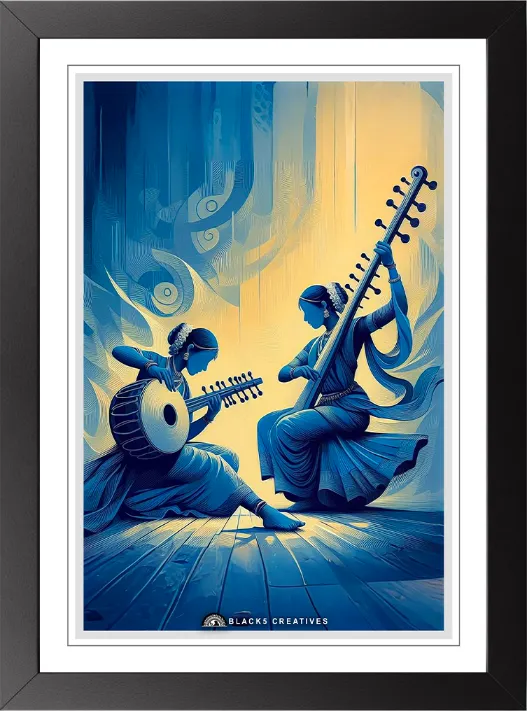 Indian Musicians Wall Painting With Frame – 9x13 Inch Art