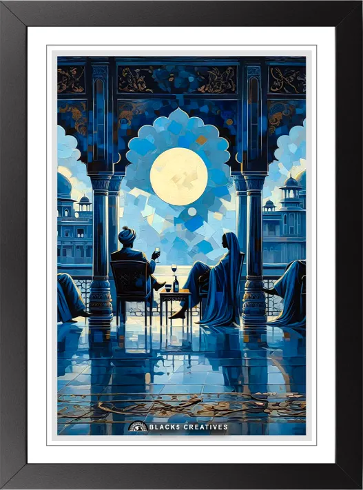 Royal Moonlit Palace Wall Painting With Frame – 9x13 Inch