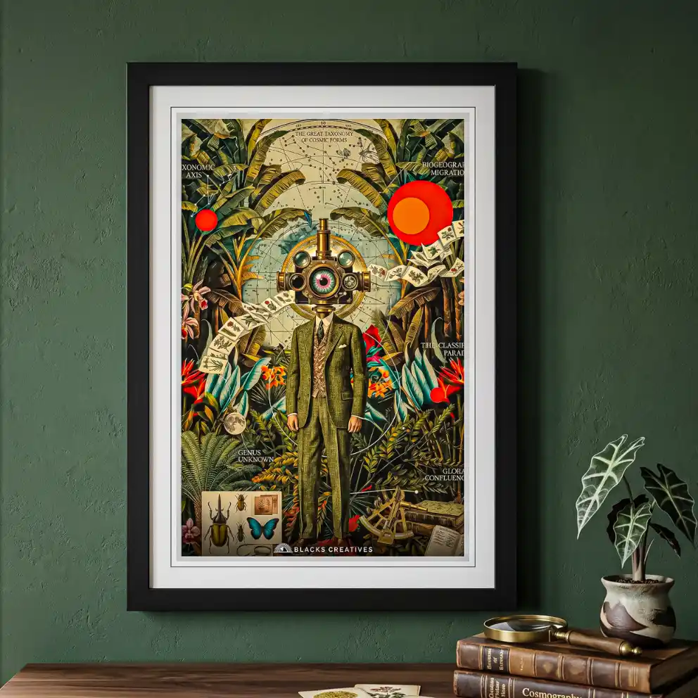 Cosmic Taxonomy Jungle Wall Painting With Frame – 9x13 Inch