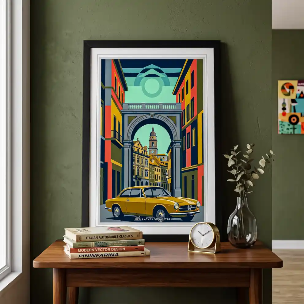 Vintage Italian Alley Aesthetic Wall Painting With Frame 9x13