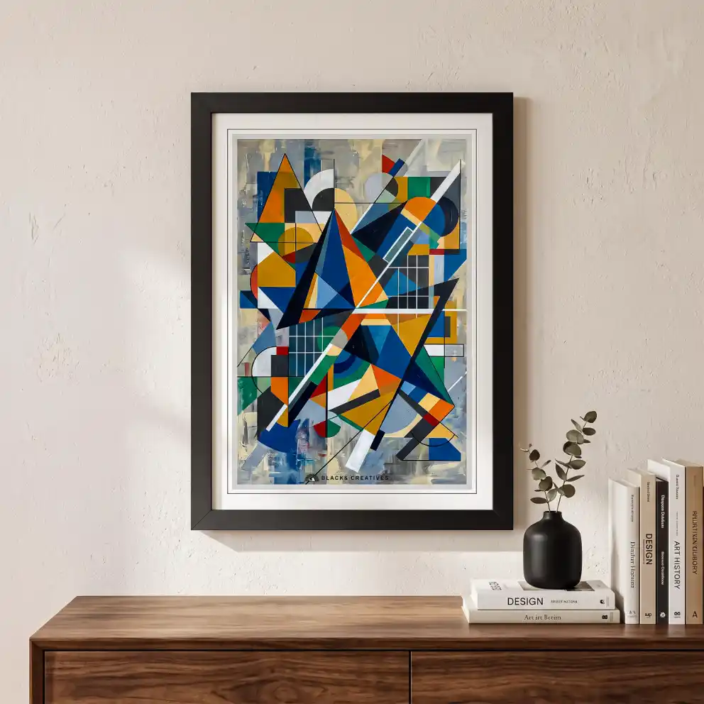 Geometric Abstract Art Aesthetic Wall Painting With Frame 9x13