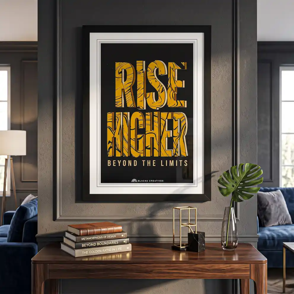 Rise Higher Motivational Wall Painting With Frame – 9x13 Inch