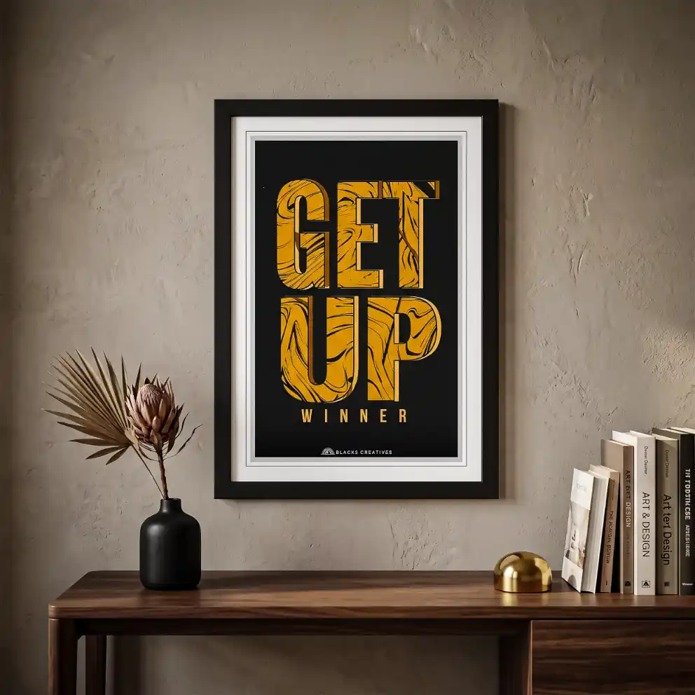 Get Up Winner Motivational Wall Painting With Frame – 9x13 Inch