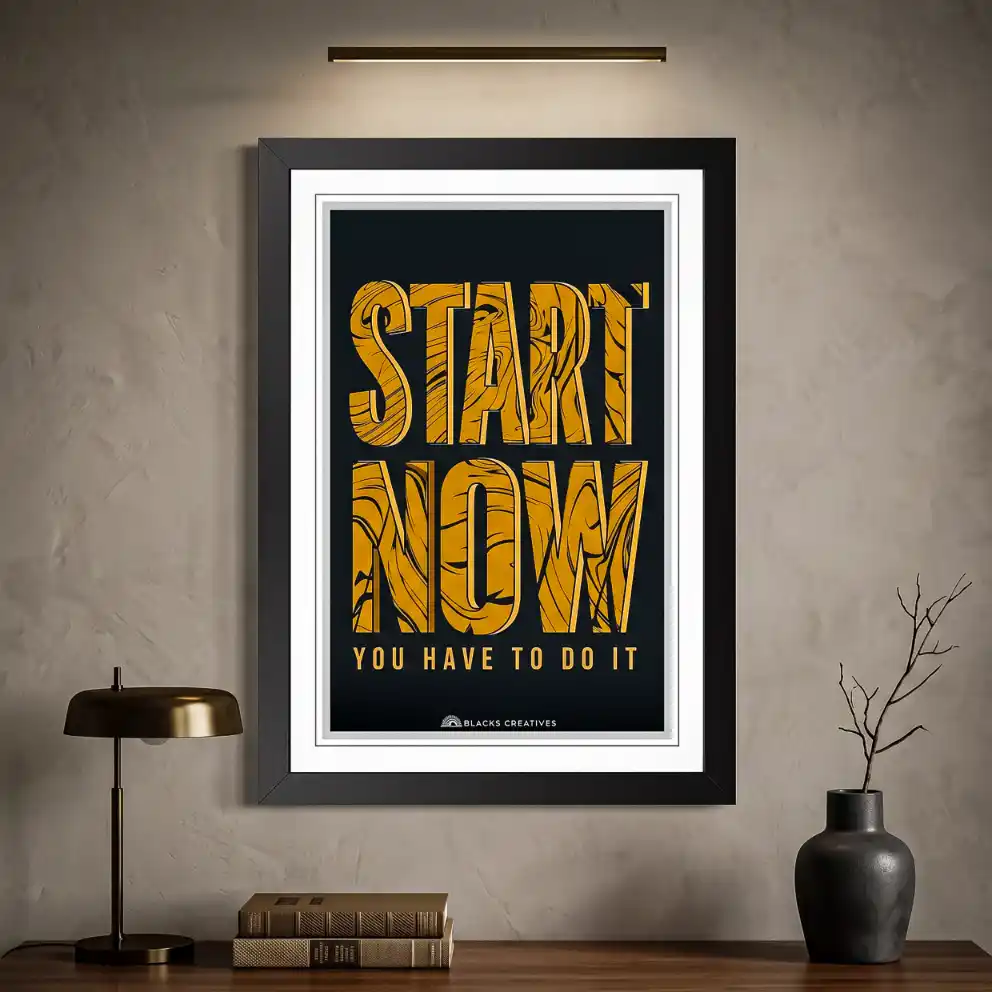 Start Now Motivational Wall Painting With Frame – 9x13 Inch