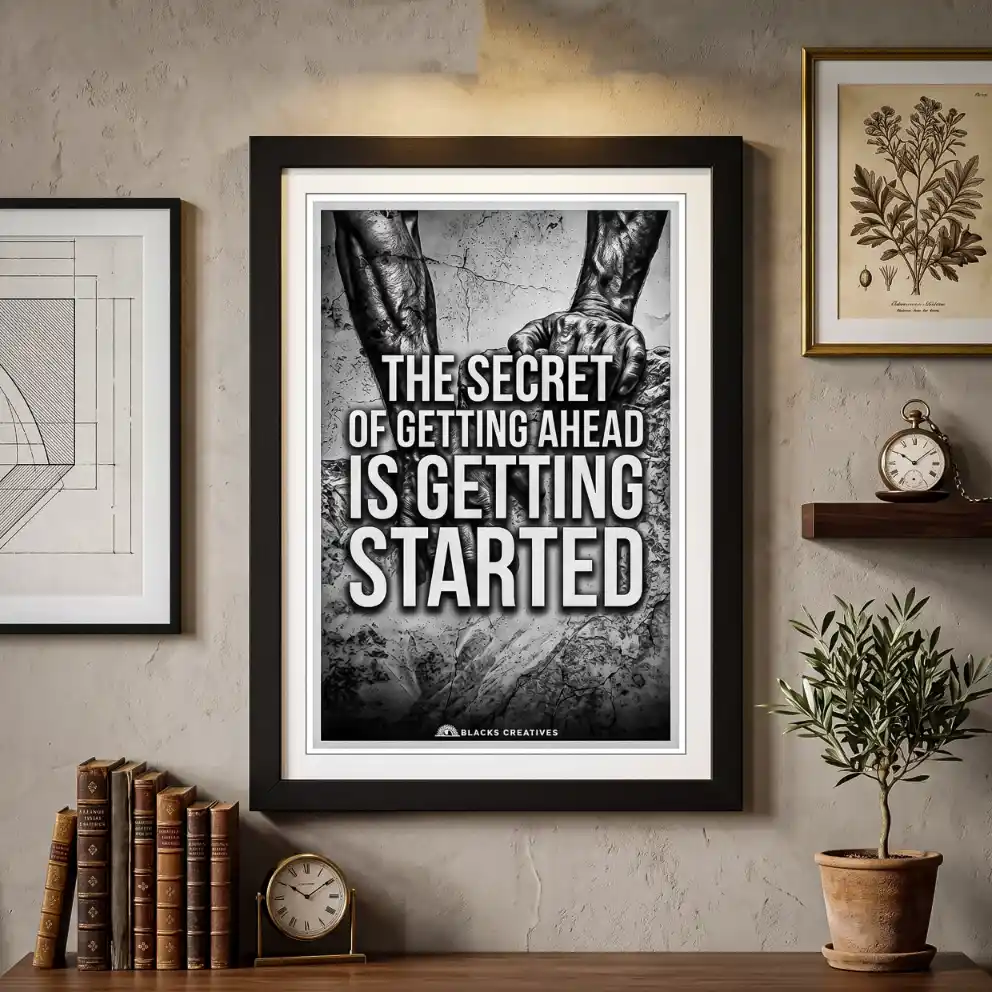 Getting Started Climbing Motivational Wall Painting Frame – 9x13 Inch
