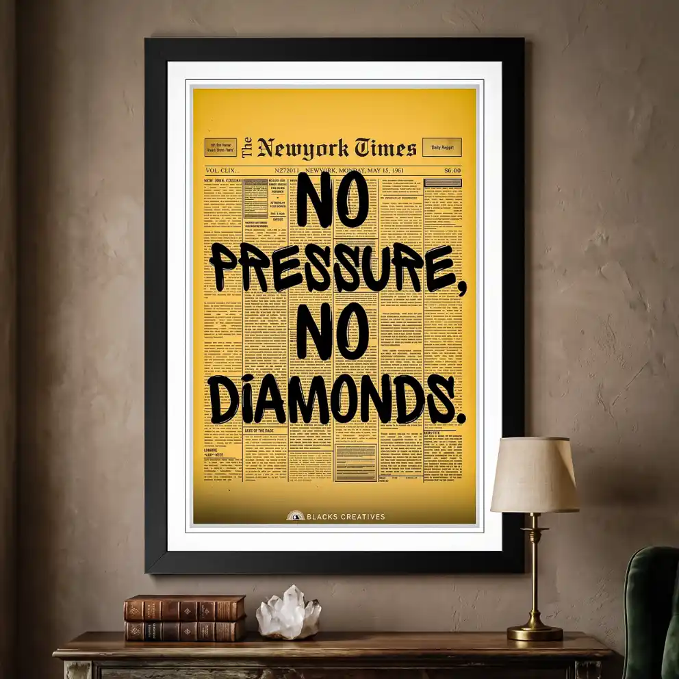 No Pressure No Diamonds Wall Painting With Frame – 9x13 Inch