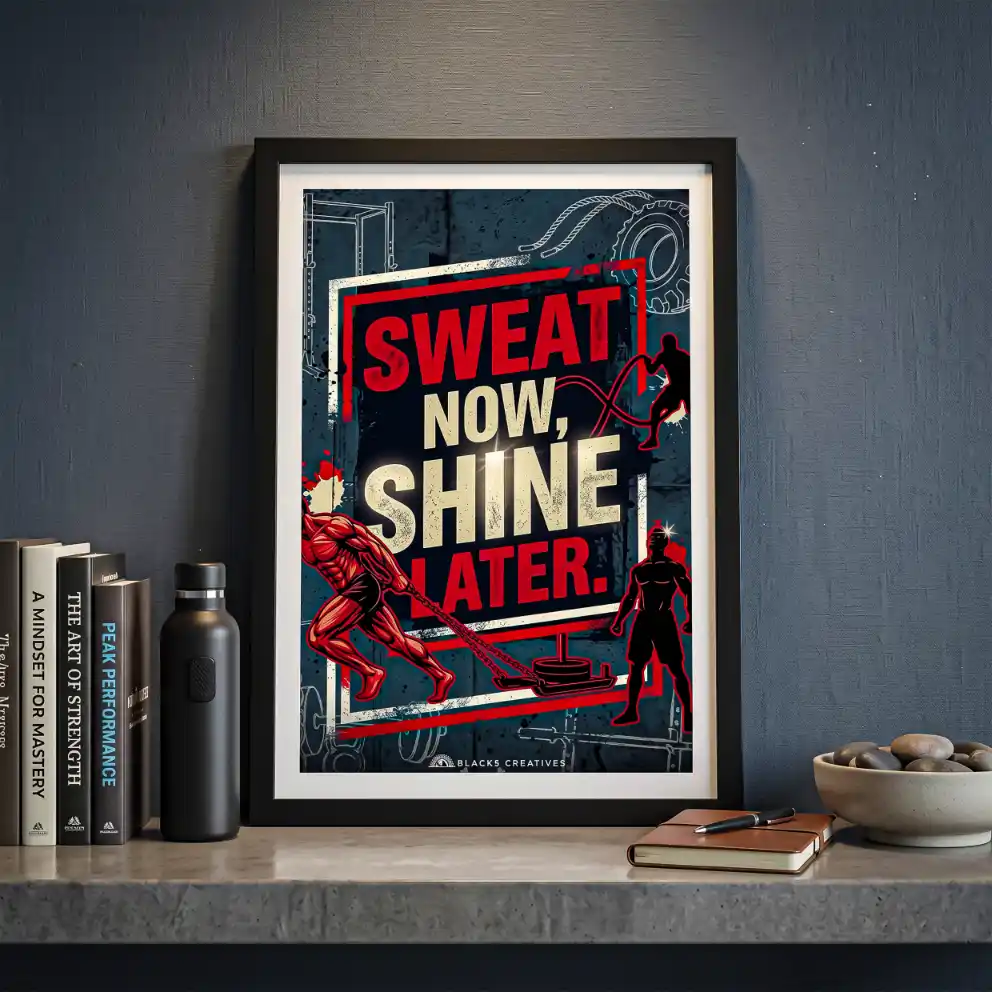 Sweat Now Shine Later Gym Wall Painting Frame – 9x13 Inch