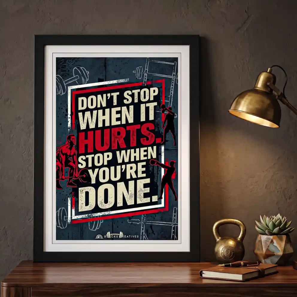 Motivational Gym Typography Wall Painting With Frame 9x13 Inch