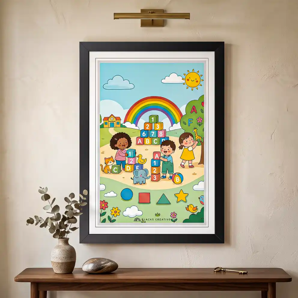 Kids Playroom Alphabet Wall Painting With Frame – 9x13 Inch