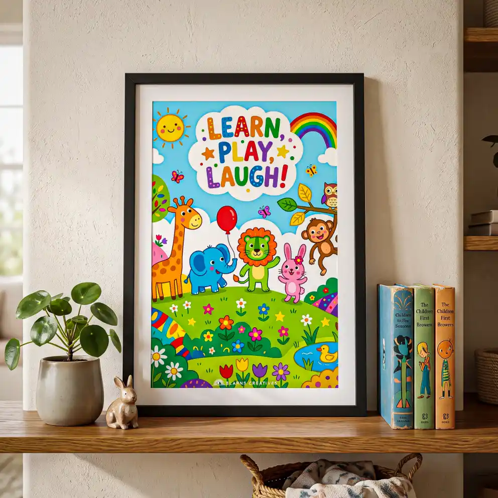 Learn Play Laugh Wall Painting With Frame – 9x13 Inch